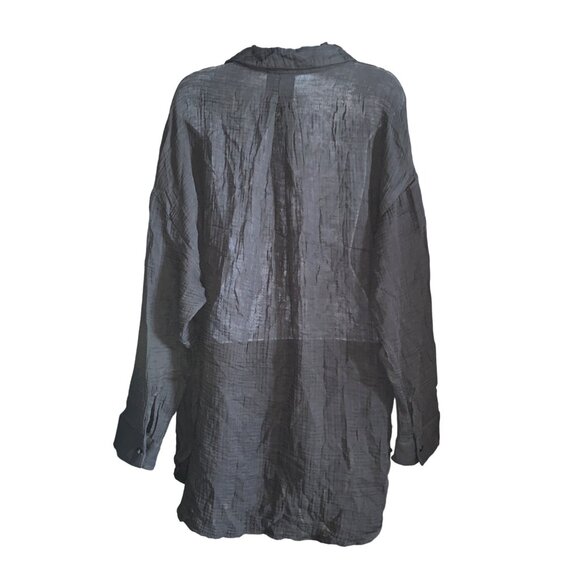 Shade & Shore Womens Black Swimsuit Cover-Up Button Down Shirtdress Size Large - Picture 5 of 13